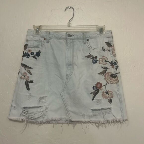 Abercrombie & Fitch Zoe Natural Rise Vintage A-Line Skirt Distressed Floral - Picture 1 of 12